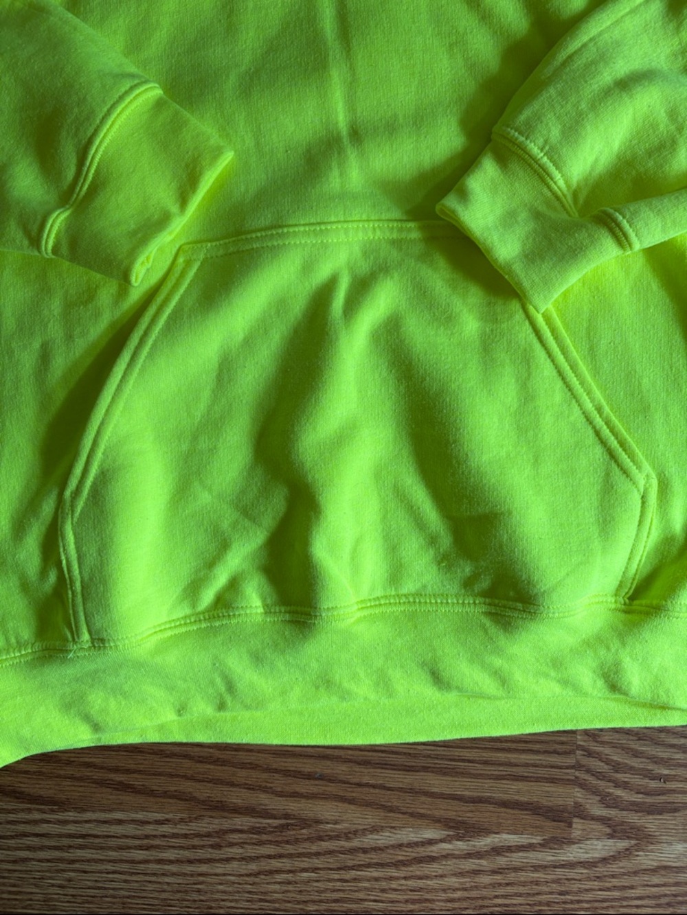 Grunt Style Men's Neon Yellow Crewneck Hoodie with Small Chest Flag - - Picture 3 of 5